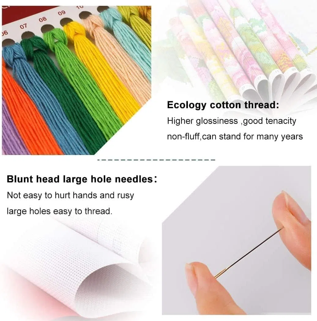 Musevial - Kit de punto de cruz con paisaje de playa estampado - Motivo impreso colorido fácil, kits de punto de cruz para adultos principiantes, regalo 30x40 cm