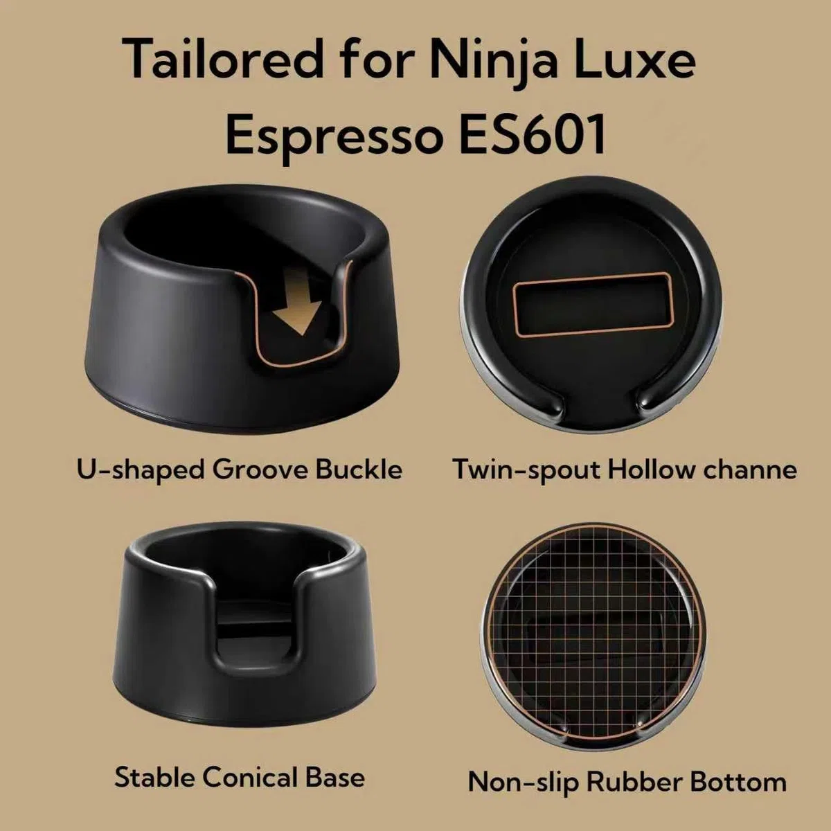 Accesorios para Ninja Luxe Cafe ES601 - Estación de apisonamiento con soporte portafiltro | Base estable para un perfecto apisonamiento y una mejor extracción del café, con distribuidor de agujas de e