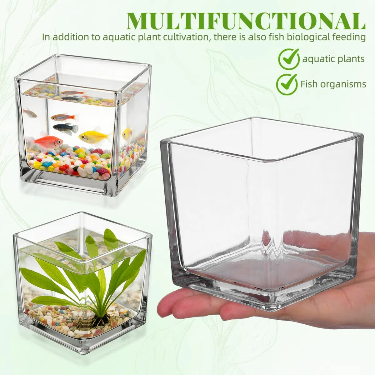 STOBAZA Jarrón De Cristal Cuadrado 10X10cm Florero De Cubo Transparente Macetero Hidropónico Portavelas para Mesa De Boda Centro De Mesa Decoración De Oficina En El Hogar