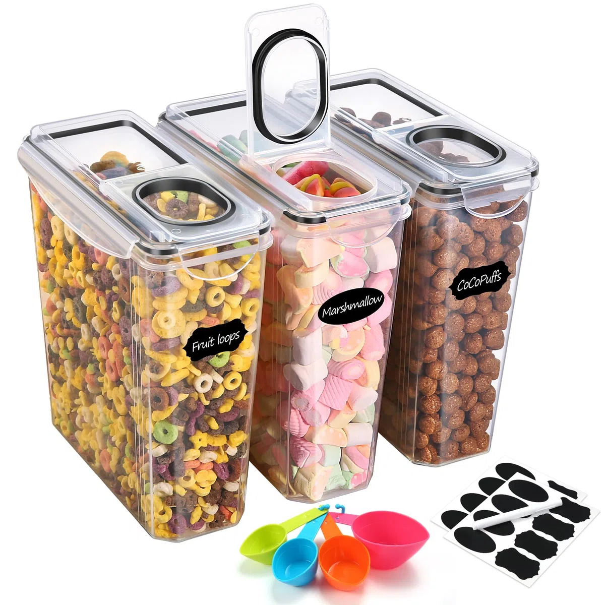 YASHE Botes Cocina Almacenaje Juego de 3 Piezas (3.7L), Recipientes Herméticos para Alimentos con Tapa Sin BPA, Recipientes de Almacenamiento Cocina para Almacenar Cereales, Pasta, Granos
