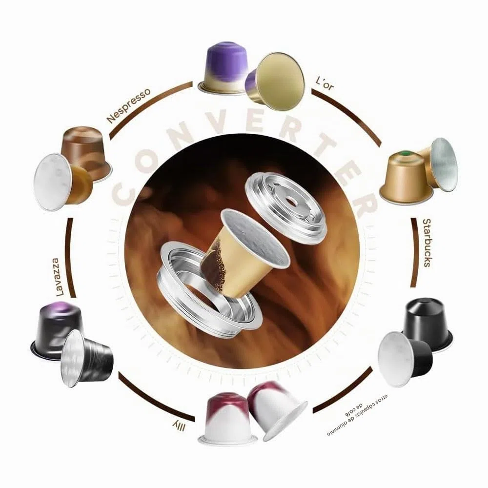 Adaptador de cápsulas de café reutilizable compatible con Delonghi-ENV135, VertuoLine-GCA1, BENFUCHEN soporte convertidor de acero inoxidable para máquina Vertuo, elaboración de sabor de café