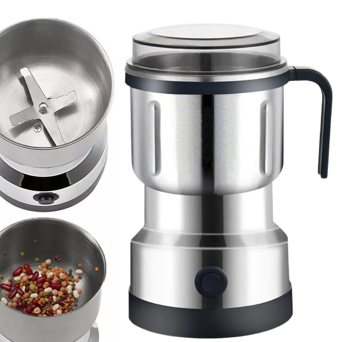 Molino Eléctrico Multifunción Acero Inoxidable Trituradora De Granos 500 Ml Trituradora De Alimentos Para Cereales Café Y Medicinales Fineza Ajustable