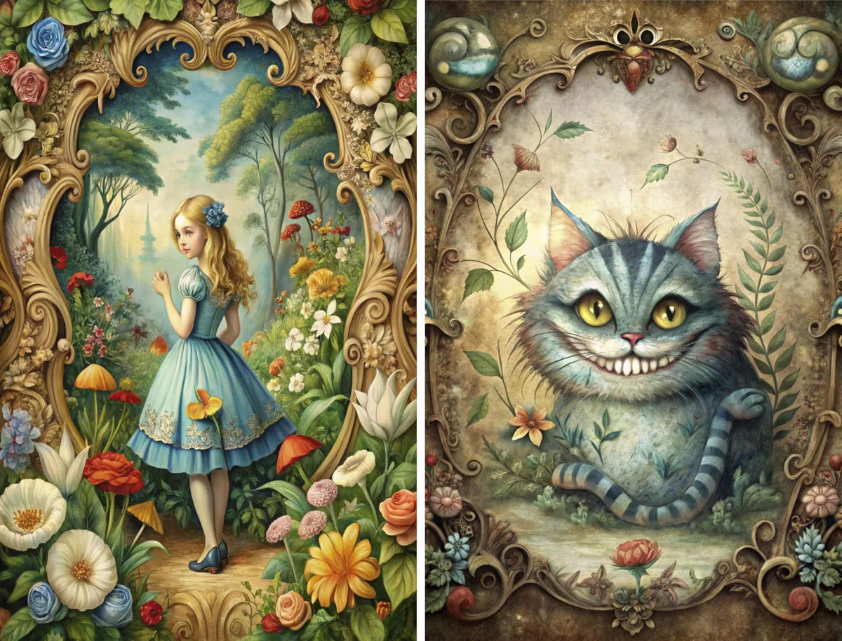Alice n Friends - Papel de arroz, 20,3 x 26,7 cm (A4), 6 piezas, 6 diseños únicos, diseños versátiles de decoupage para proyectos de arte y manualidades CRAFT KREATIVELY