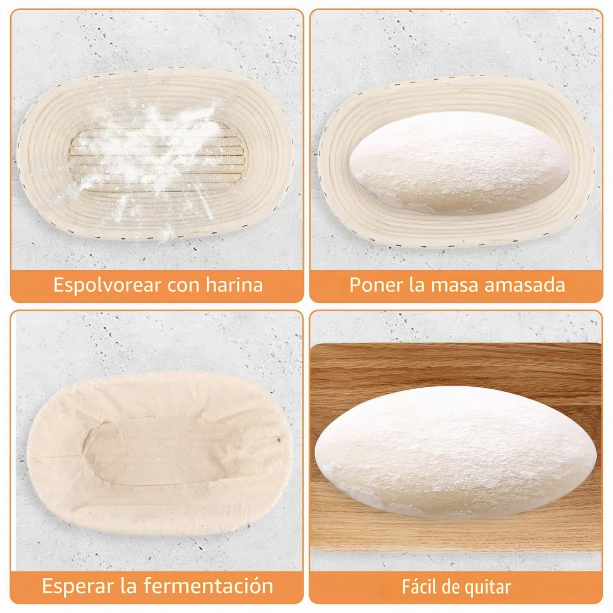 2 cestas de fermentación ovaladas, cestas de fermentación con forro de lino, diámetro de 25 cm, accesorio para panadería, molde de fermentación para pan y masa de pan