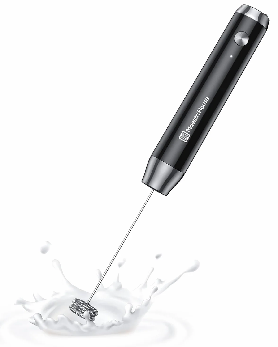 Maestri House Espumador de Leche, Recargable Espumador Leche Electrico con Agitador de Acero Inoxidable, Impermeable Mini Batidor Electrico para Café, matcha, Lattes, capuchino, LunaFro NS