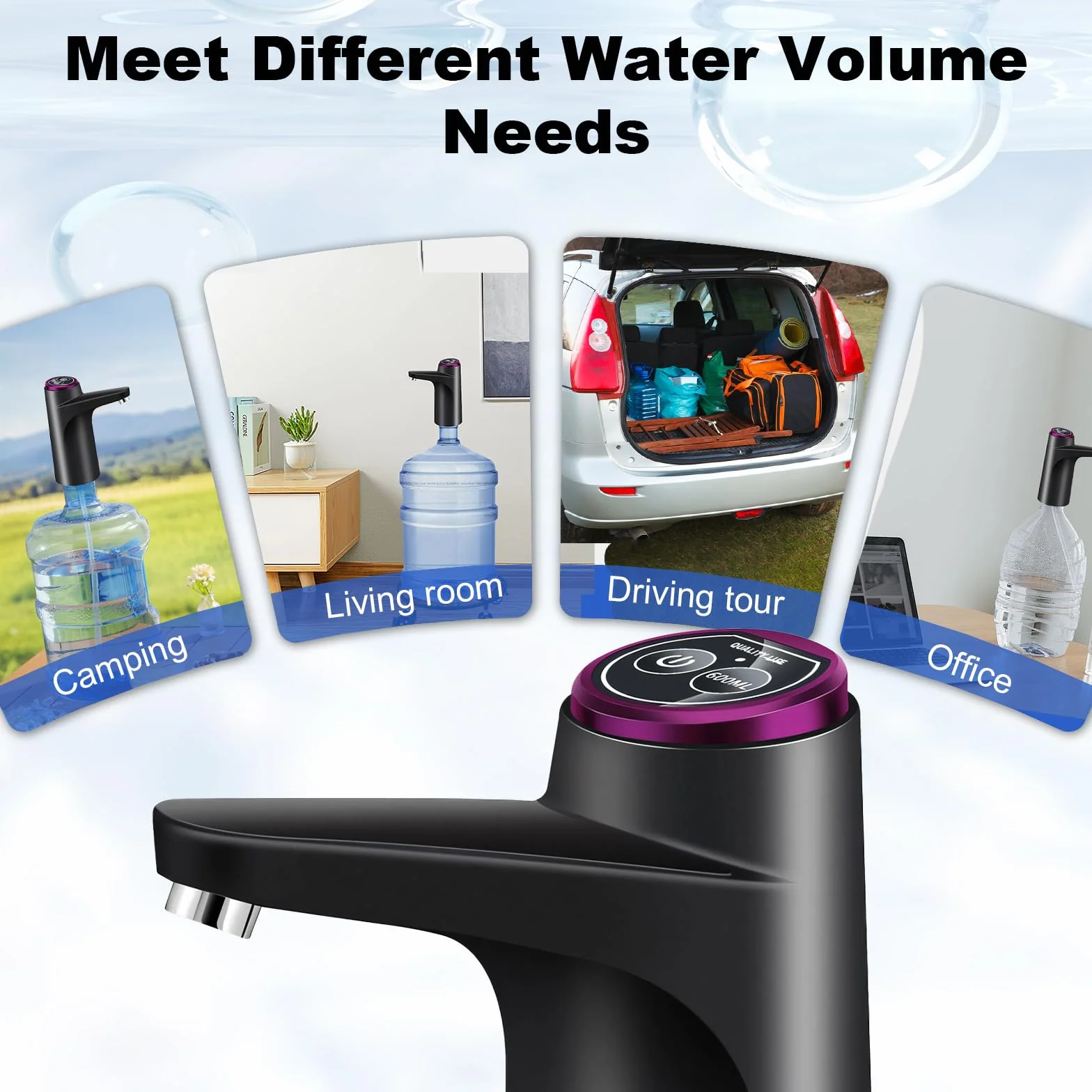 Bomba para botellas de agua, bomba de agua potable automática con USB, dispensador de agua, bomba de agua de 5 galones para cocina, hogar, oficina, camping