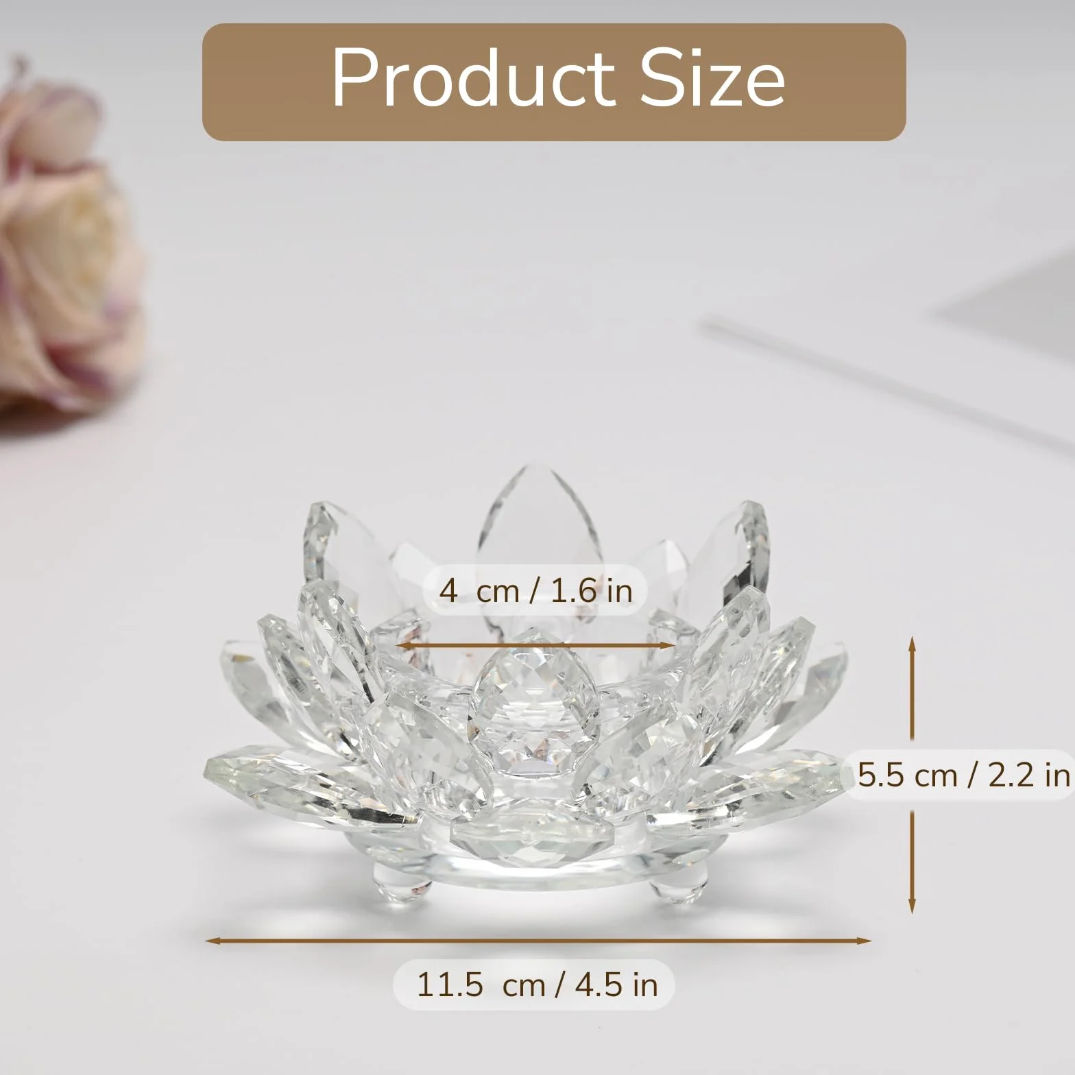 Porta Velas Cristal, Portavelas de Te de Flor de Loto, Portavelas Votivo de Cristal, Candle Holder de Vidrio para Decoración Navideña, Bodas y Fiestas en Casa (2)