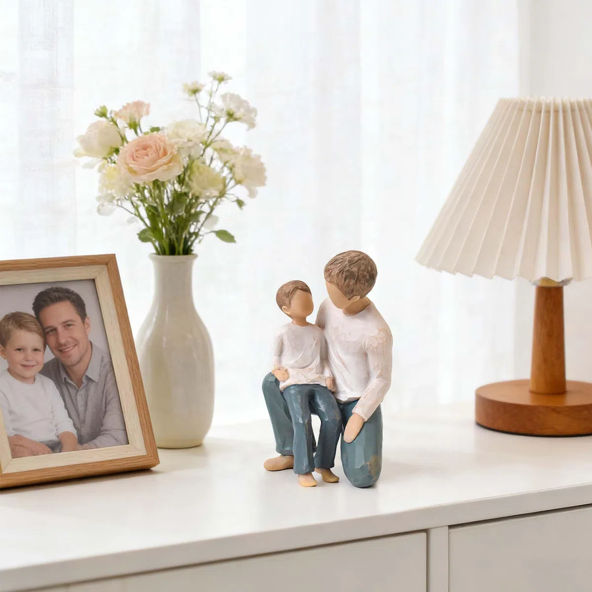 Figuras de escultura de regalo para papá de hijo padre e hijo, regalos sentimentales para papá de hijo para el día del padre, cumpleaños, Navidad, estatua pintada a mano de resina