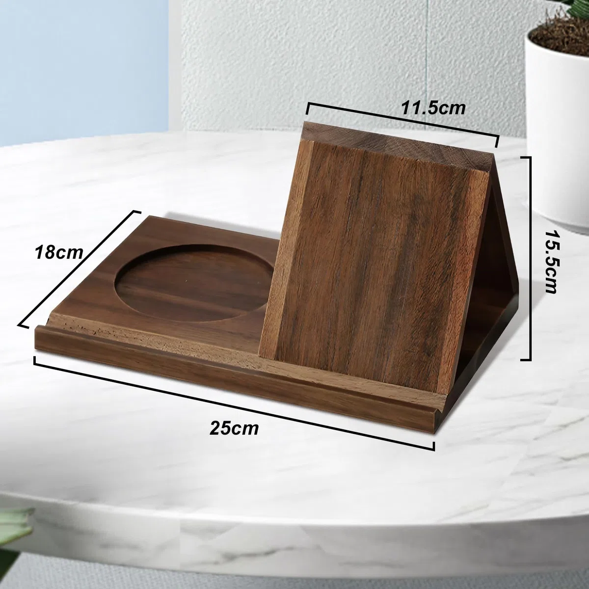 Pequeña estantería de lectura triangular de madera corta premium simple soporte para libros con bandeja para mesita de noche, oficina, escritorio, biblioteca o decoración de mesa, regalos para los