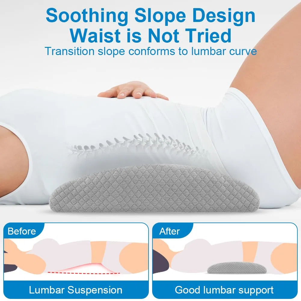 Ainiv Almohada Apoyo Lumbar, Cojín de Espuma Viscoelástica para Aliviar Dolor Lumbar, Ideal para Cama, Silla Oficina Asiento Coche