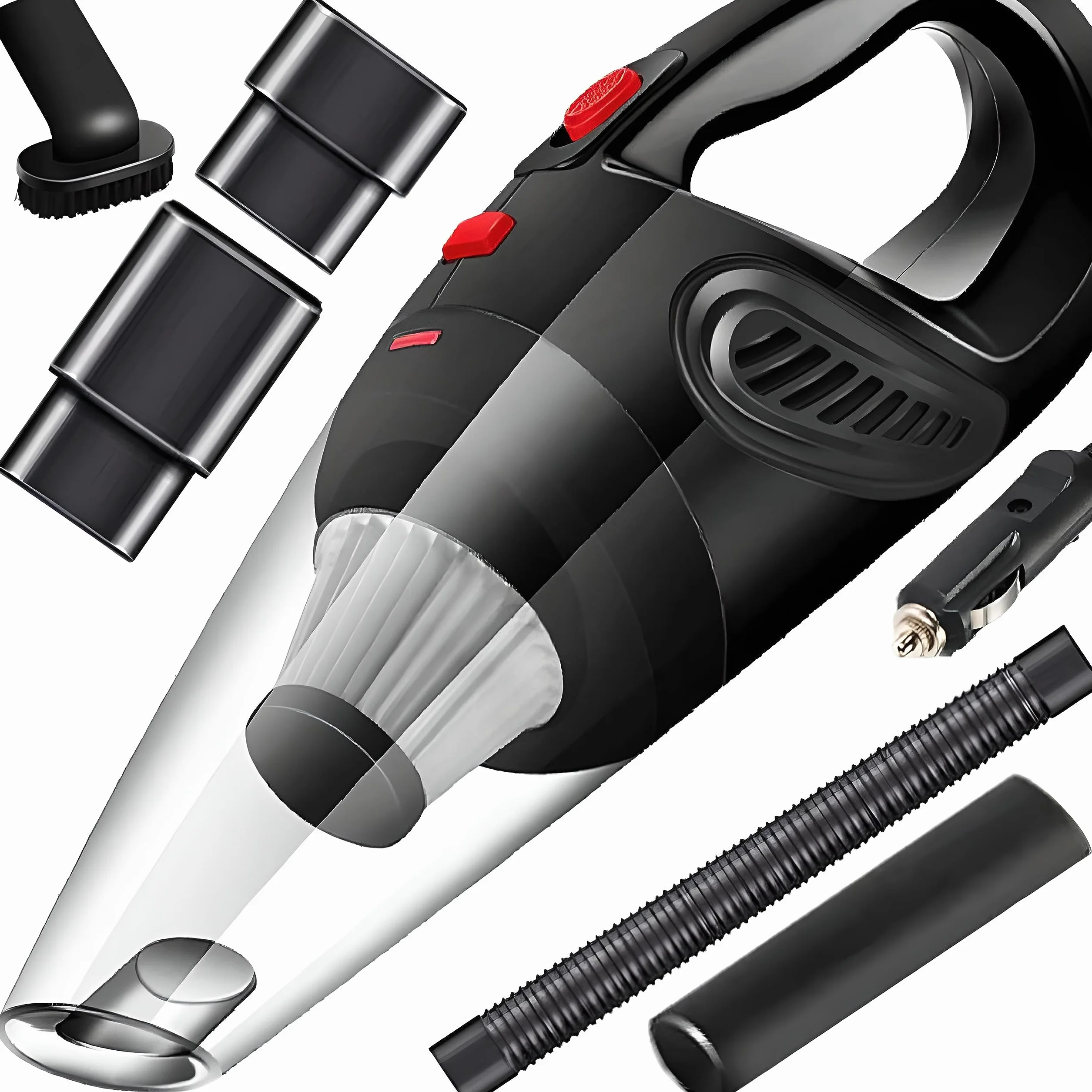 Retoo Aspiradora de Mano para Coche 120W 12V, con Filtro HEPA Reutilizable, Potente Succión 4200 Pa, con Accesorios Intercambiables, Cable de 4,8m, Compacta y Silenciosa