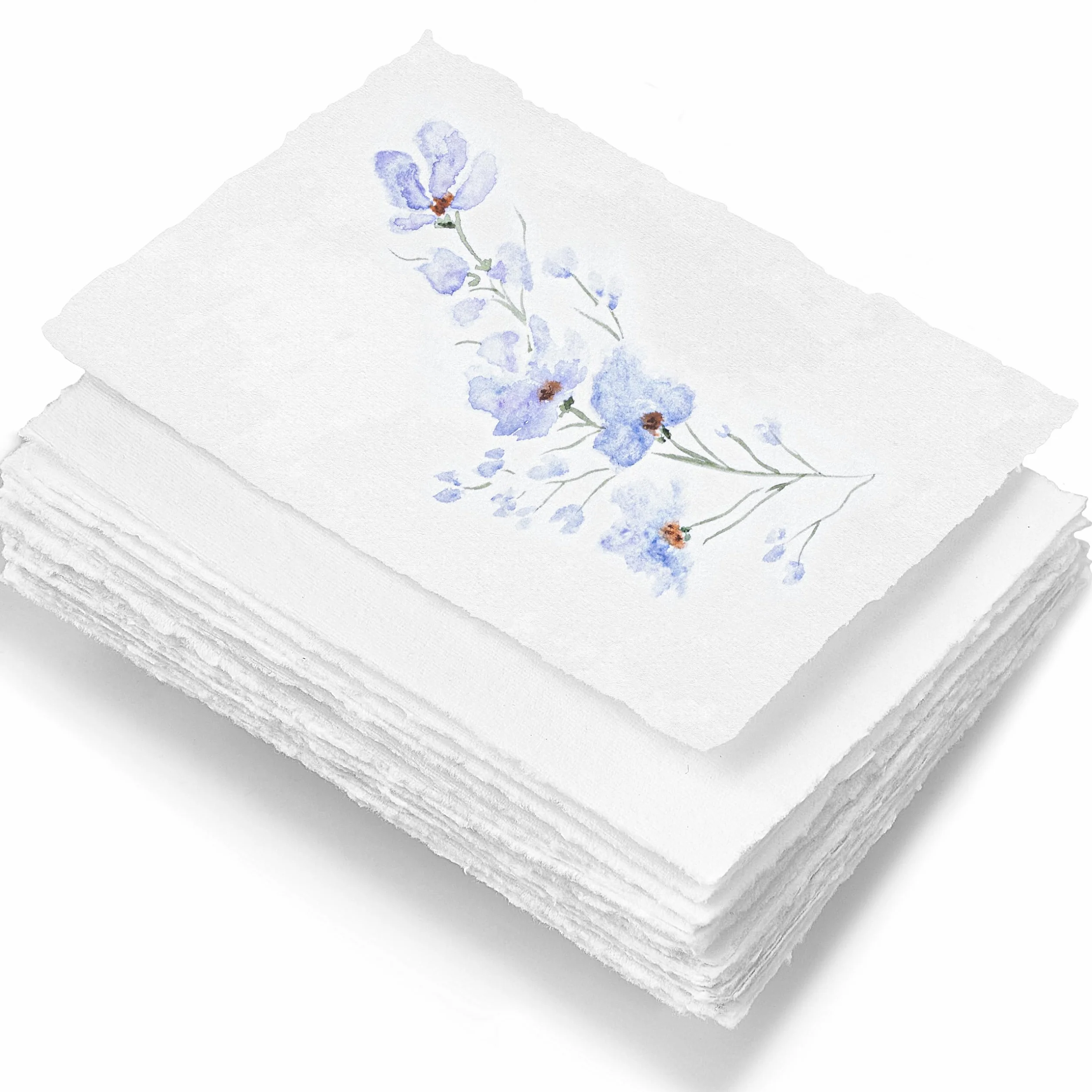 Wanderings Papel Blanco de Borde Crudo Hecho a Mano - 10,5x15 cm - Paquete de 50 - Papel para Acuarela/Medios Mixtos - Reservacion, Invitaciones, Tarjetas de Felicitación, Manualidades, Grueso 150 GSM