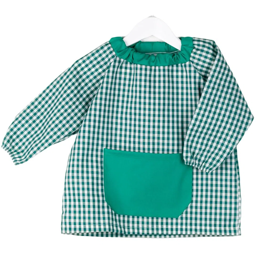 PONCHO - Babi poncho sin botones guardería. Bata escolar cómoda de vestir perfecta para comedores y colegios. bebé-niños color: VERDE talla: 1