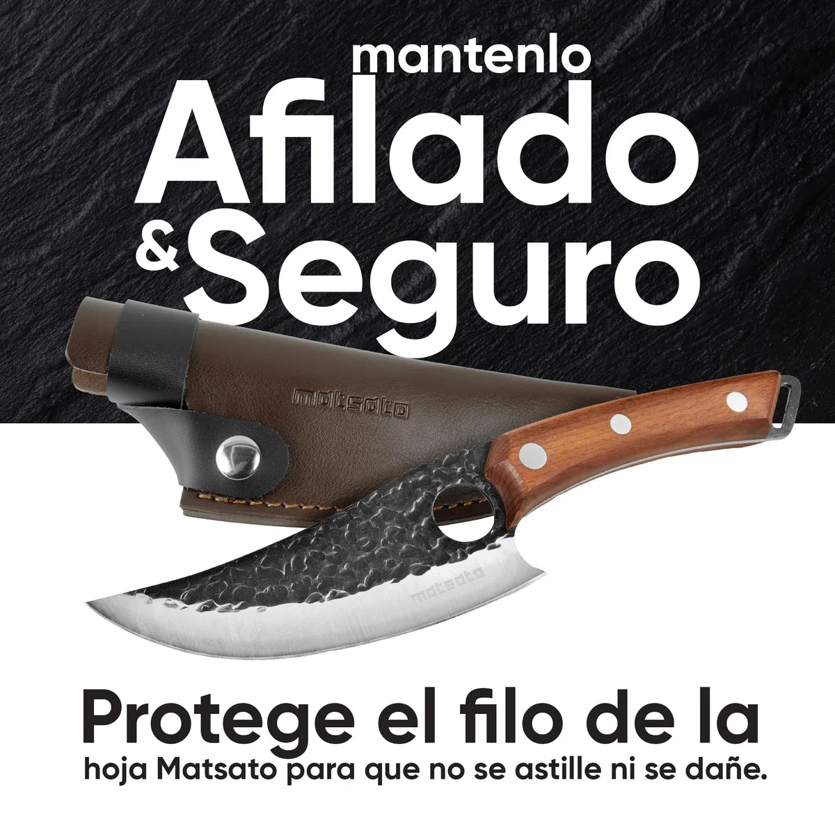 Matsato Funda de Cuero Premium para Cuchillo de Chef de Acero Japonés Original, Soporte para Cuchillo de Cocina, Marrón.
