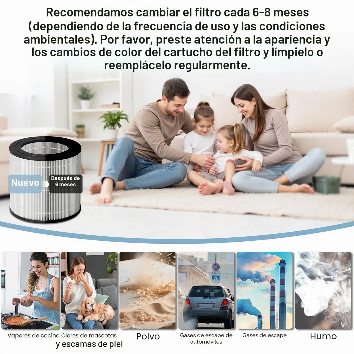 FY0611 Filtro de repuesto, filtro para purificador de aire Philips serie 600 AC0650, AC0651, con filtro previo y HEPA NanoProtect. Elimina eficazmente el humo, los olores, los alérgenos y el polen