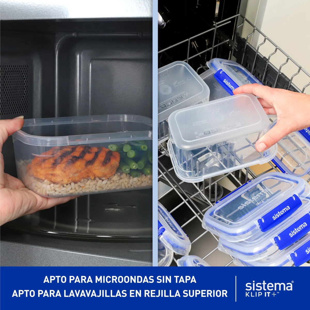 Sistema KLIP IT PLUS recipientes para guardar alimentos | 2,2 l | Fiambreras para alimentos apilables, a prueba de fugas y aptas para el frigorífico/congelador | 3 unidades