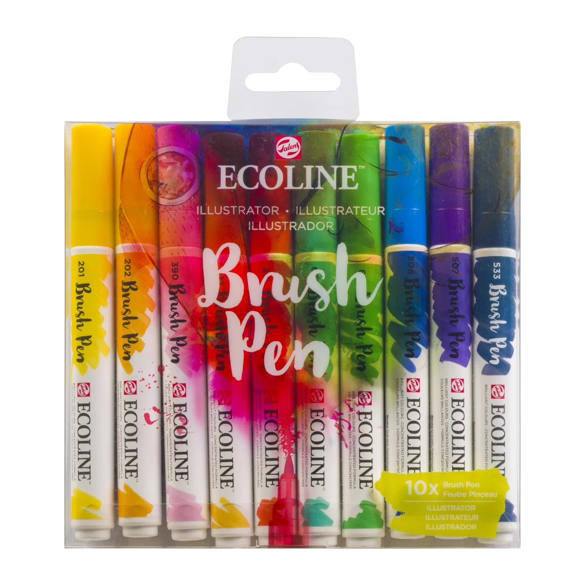 Ecoline Brush Pen Set de 10 Rotuladores de Acuarela Líquida - Tonos Illustrador | Rotuladores Mezclables para Rotulación a Mano, Dibujo y Manualidades
