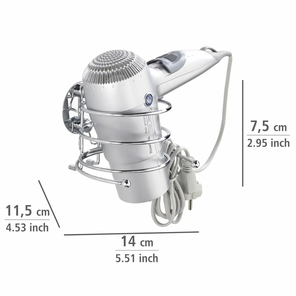 Wenko Turbo-Loc Soporte para Secador, Acero, Plateado, 11.5x14x7.5 cm
