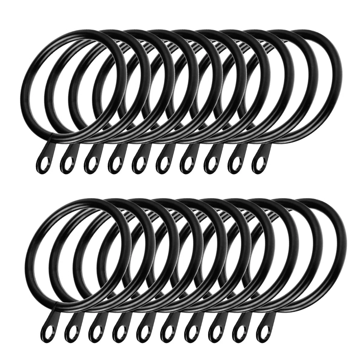 Coolty 60 Anillos de Cortina de Metal para Colgar Cortinas, 38 mm de diámetro Interior (Negro)