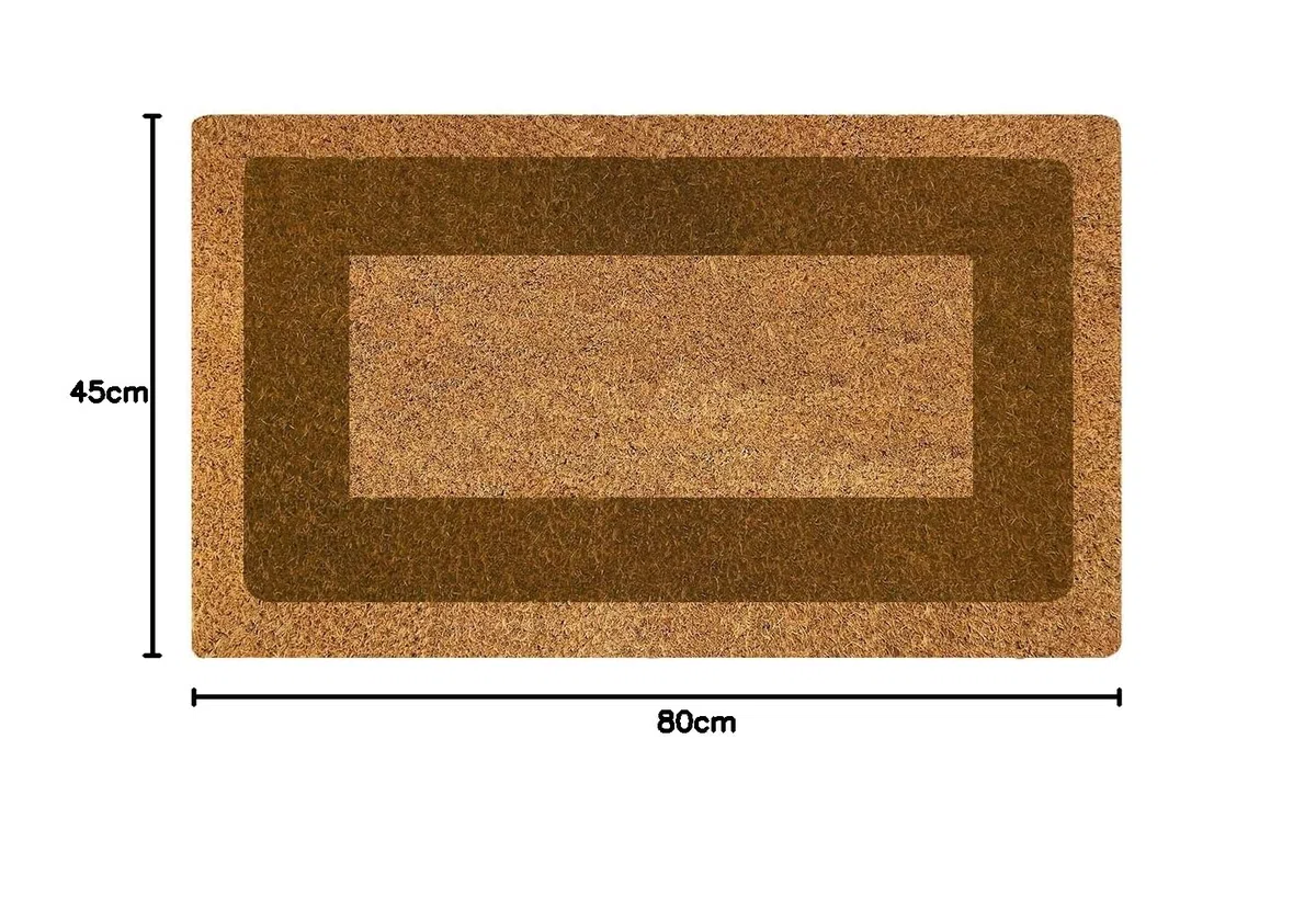 Acomoda Textil - Felpudo de Coco Natural Ecológico con Cenefa, Resistente y Antideslizante. Felpudo Ideal para Interior y Exterior de Casas y Comercios. (45x80 cm, Marrón)