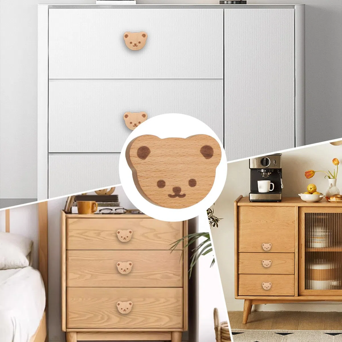 Genérico Tiradores Para Muebles Y Cajones 10 Piezas Con Diseño De Oso - Pomos Para Muebles De Baño De Madera - Tiradores Decorativos Para Cocina Baño Escritorio Armario Puerta