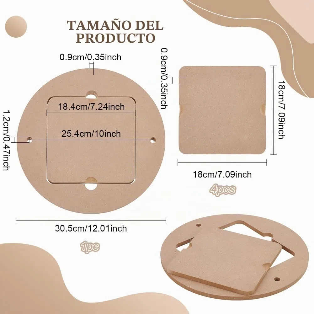 BENECREAT Murciélagos de Torno de Cerámica de 30 mm de Diámetro con 4 murciélagos Interiores Cuadrados, Murciélagos de Lanzamiento de Arcilla Redondos Preperforados para Alfareros,9mm de Espesor