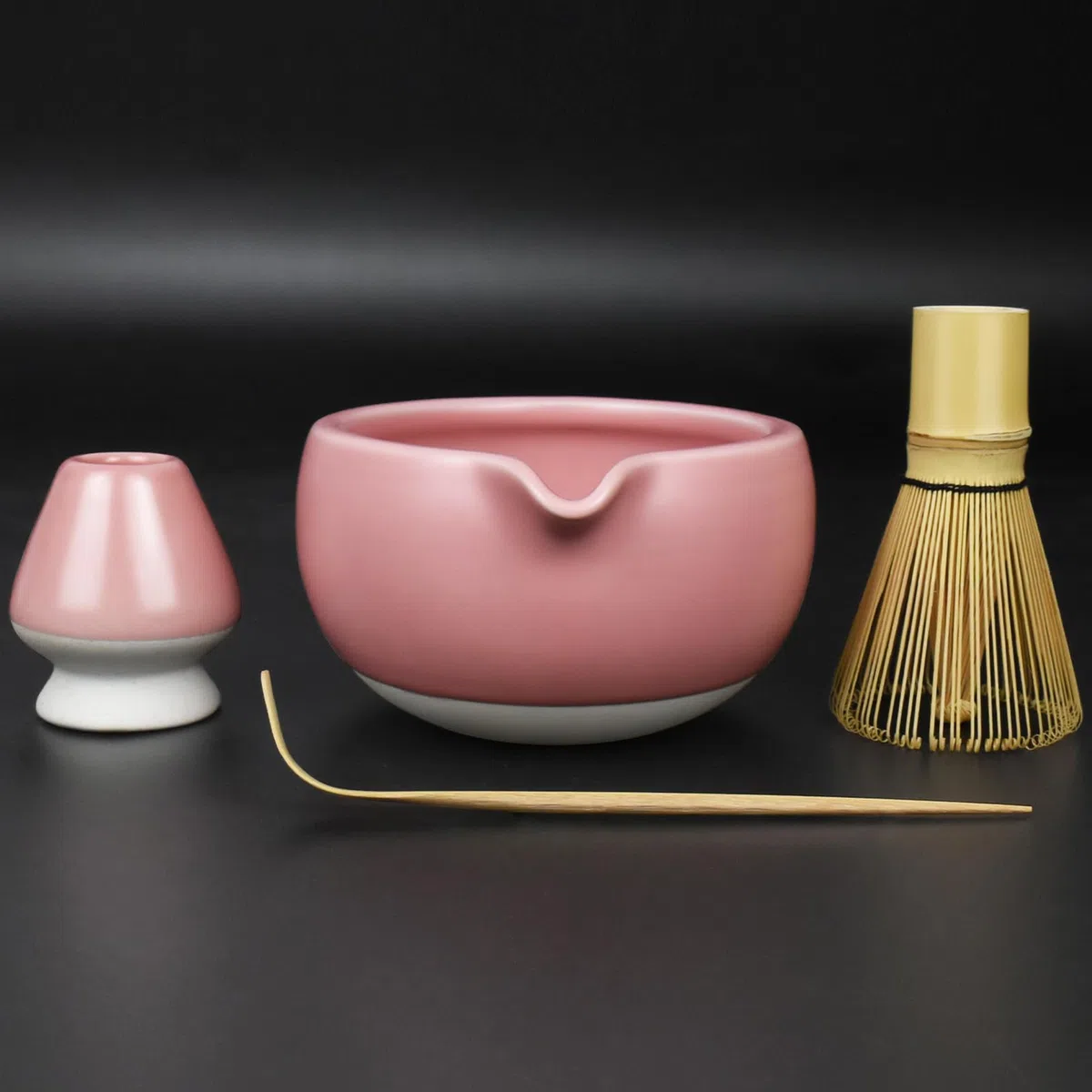 Artcome Kit completo de ceremonia de té matcha – cuenco, batidor, soporte para batidor, cuchara de té – para Usucha, Koicha, Matcha Latte (rosa)