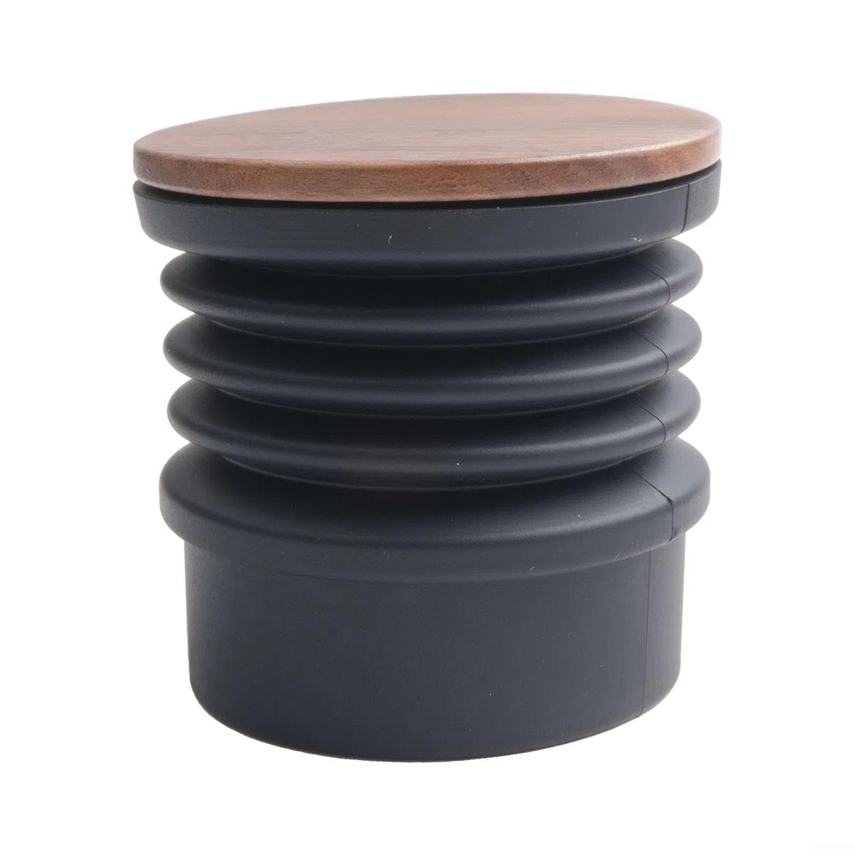 Tolva de dosis única para moler café, limpiar y recoger molidos con herramienta de soplado (tapa de madera)