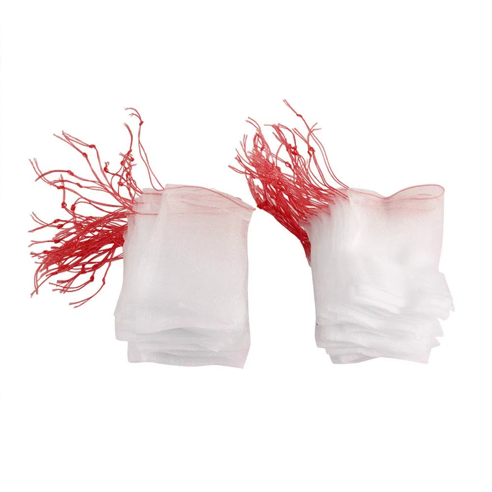 100 UNIDS Bolsas De Malla De Protección De Nylon Ver a Través De Bolsas Reutilizables De Protección De Frutas y Verduras De Jardín Uso Múltiple Bolsas De Almacenamiento con Cordón para Verduras