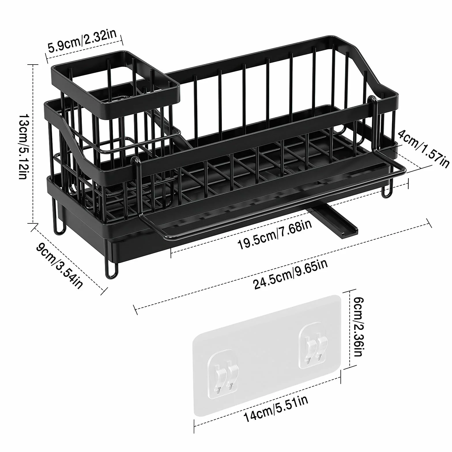 UMILKI Soporte Esponjo Fregadero, Resistente al óxido Organizador de Fregadero con Bandeja de Goteo Extraíble, Toallero, Organizador Cocina Fregadero para Artículos de Tocador Utensilios de Cocina
