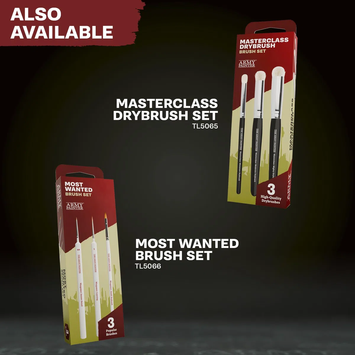 The Army Painter, Hobby Starter Brush Set, 3 Pinceles para Pintura Acrílica, incluye Drybrush, Pincel de Detalle Pequeño y Estándar, Pincel de Punta Fina para Miniaturas de Fantasía