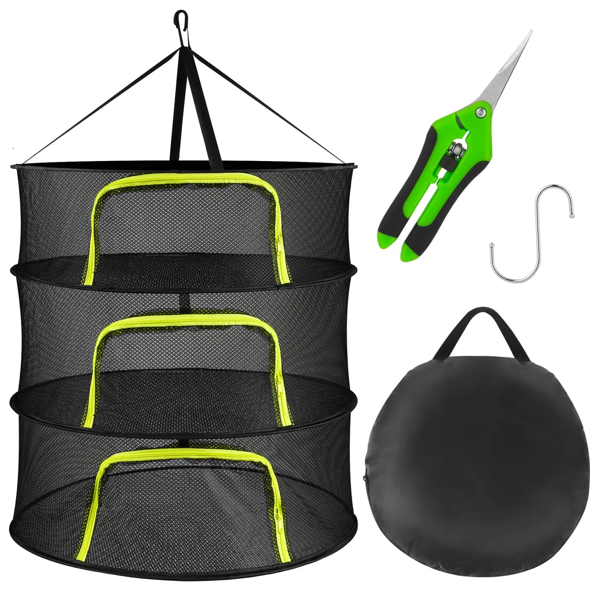 Red de secado de 3 capas, ancho de 60 cm, plegable, para colgar flores secas, pescado, carne