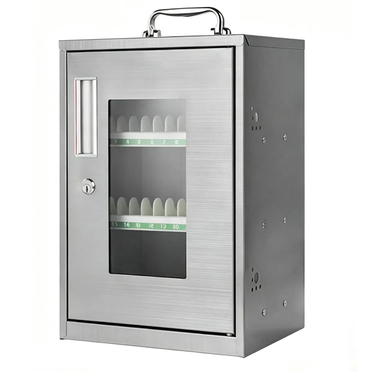 Caja De Almacenamiento De Acero Inoxidable para Teléfonos Móviles con Llave Montaje En Pared 12-72 Ranuras Armario para Teléfonos Móviles Taquilla Organizadora(36bits)