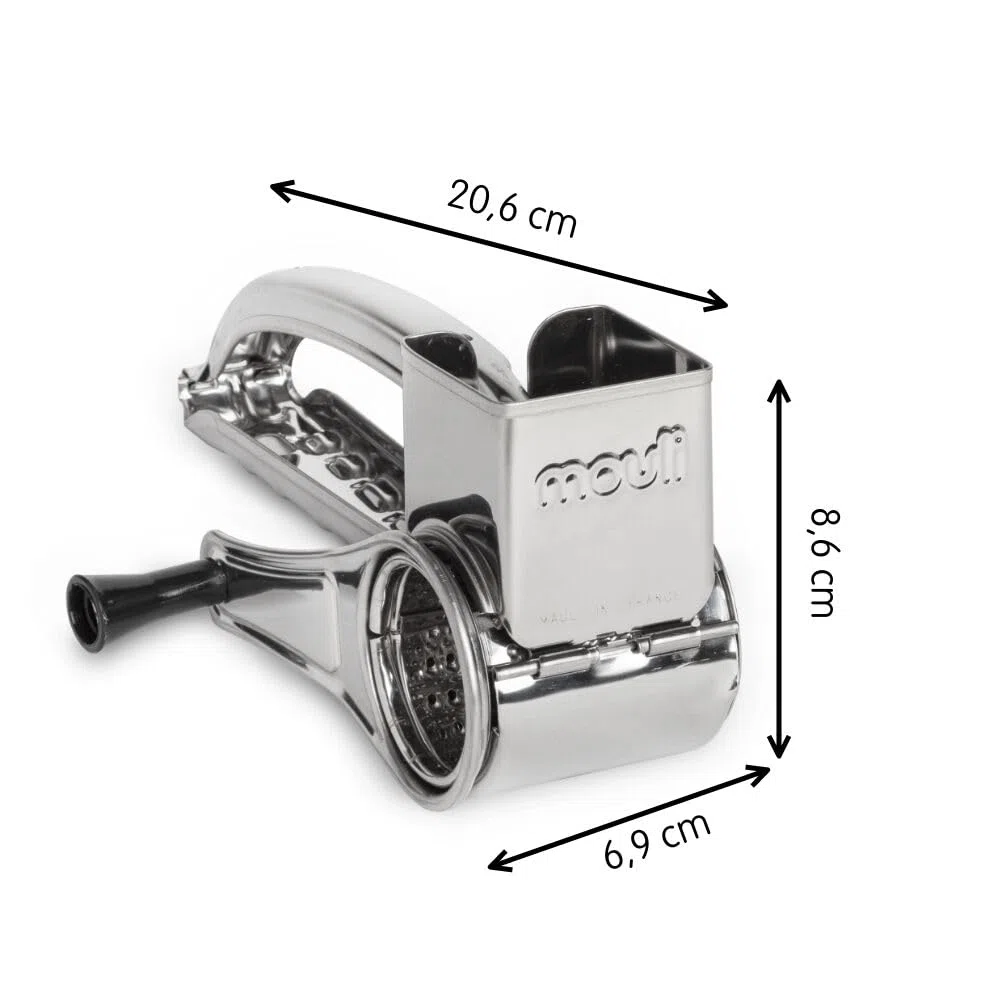 Moulinex Rallador Acero Inoxidable, empuñadura reversible y adaptable, rallador queso, fácil de montar, manejo rápido, ralla todo tipo de ingredientes, apto para lavavajillas, A45606