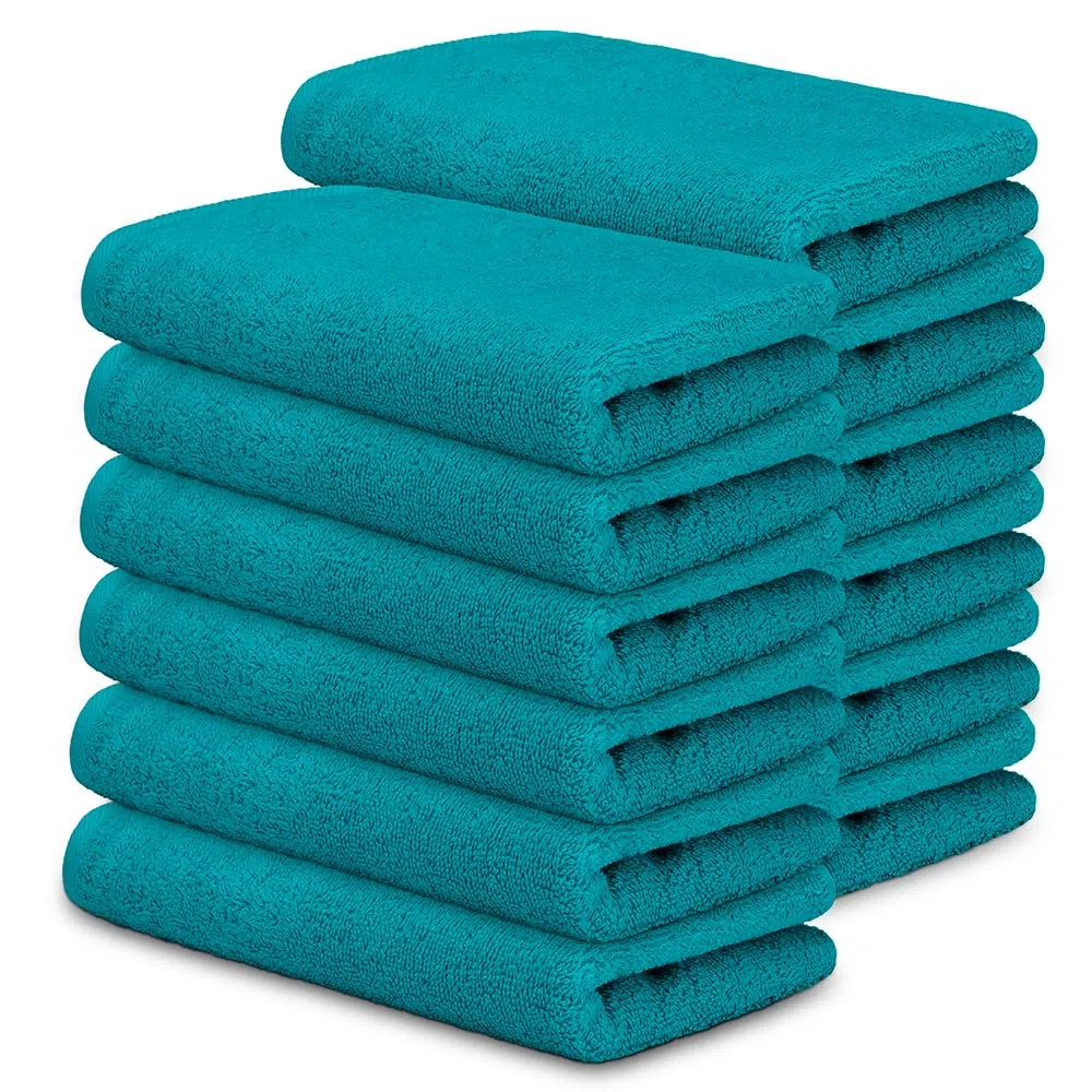 DECASATEXTIL Pack 12 Toallas Pequeñas 30x50cm Algodón 450g/m² – Suaves y Absorbentes – Toallas de Cara, Aseo o Invitados – Hogar, Hotel o SPA – Oceano