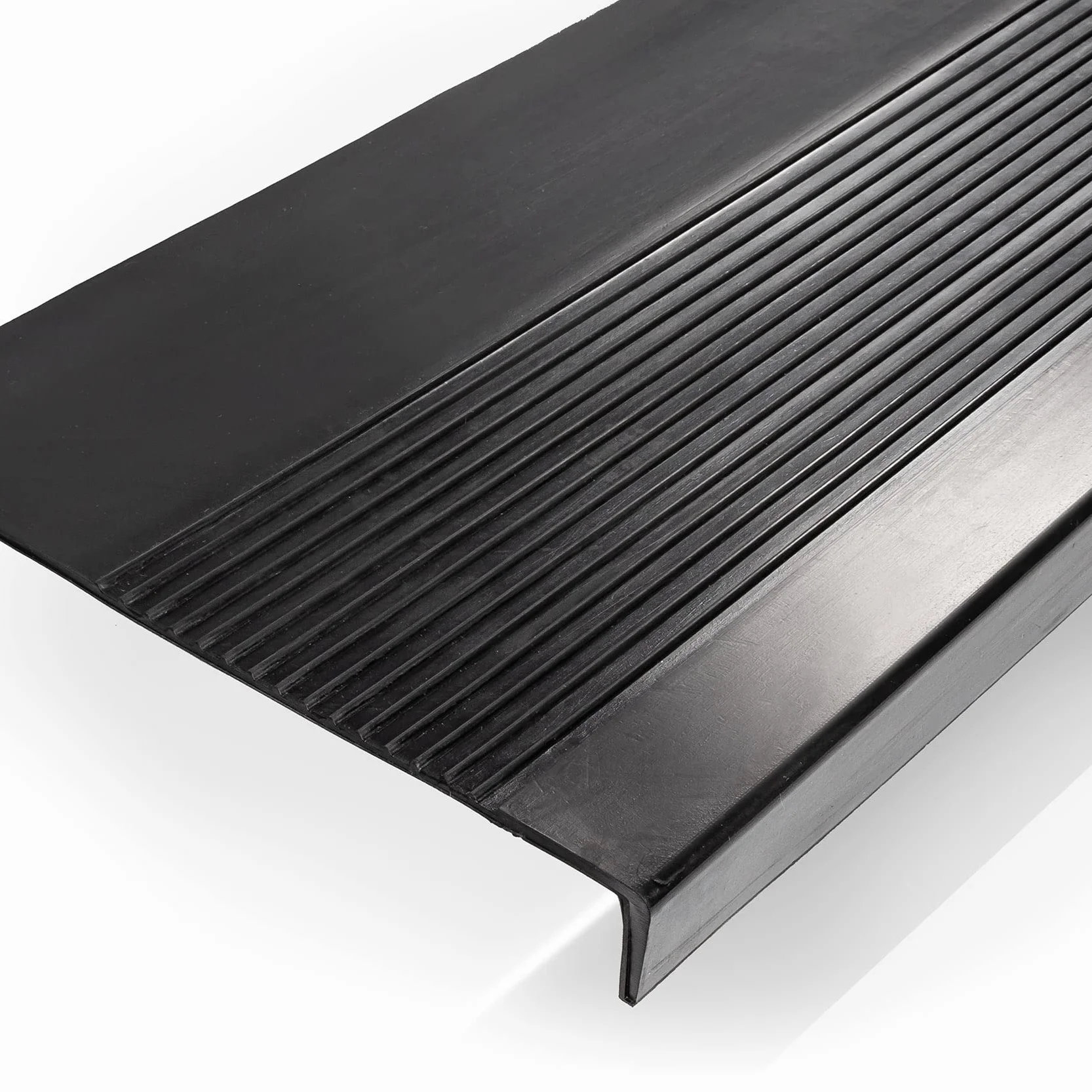ANRO Alfombrillas de goma para escalones, antideslizantes, para exterior, con ranuras finas, negro, 120 x 30 x 5 cm