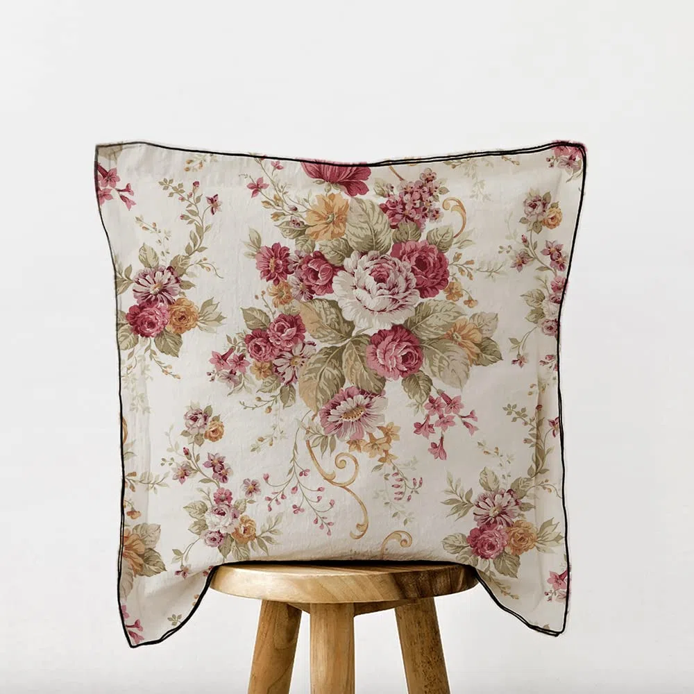 Kt KILOtela - Tela Loneta Estampada, Decoración, Tapizar, Cojines, Cortinas, Colchas, Bolsos, Manteles, 100 cm Largo x 280 cm Ancho, Botánico, Flores, Rosa - 1 Metro