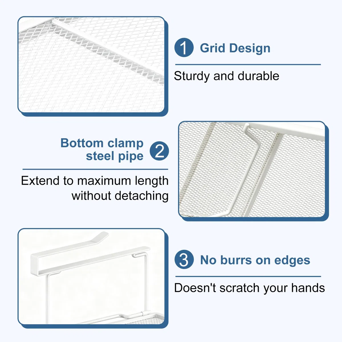 Cesta Colgante Extensible | Organizador Armario Cocina | Cesta Colgante de Metal para Estante Inferior Ajustable de 38-70 cm para Armarios de Cocina, Despensa, Zapateros y Armarios (Blanco)