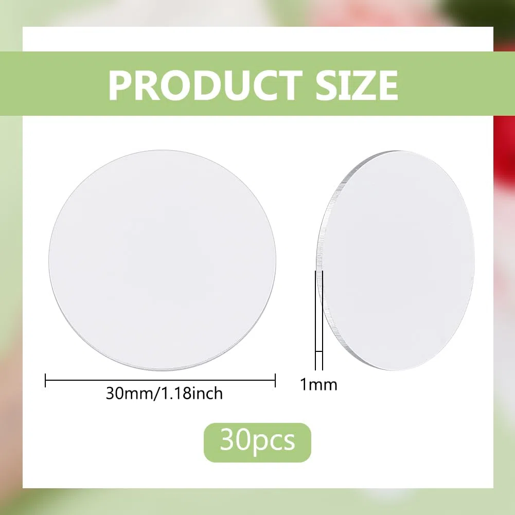 BENECREAT 30 pieza de Disco de Aluminio Redondo Blanco, Láminas de Aluminio En Blanco para Sublimación de 3cm, Placa de Aluminio para Transferencia de Calor de Broches de Pecho, Porta Credencial