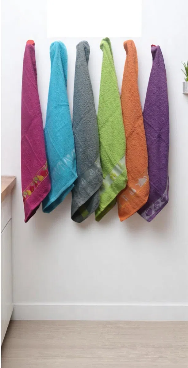 12 Paños de Cocina Rizo 100% algodón, 50X50cms, Multicolor con Dibujo, Juego de Trapos Suaves (12)