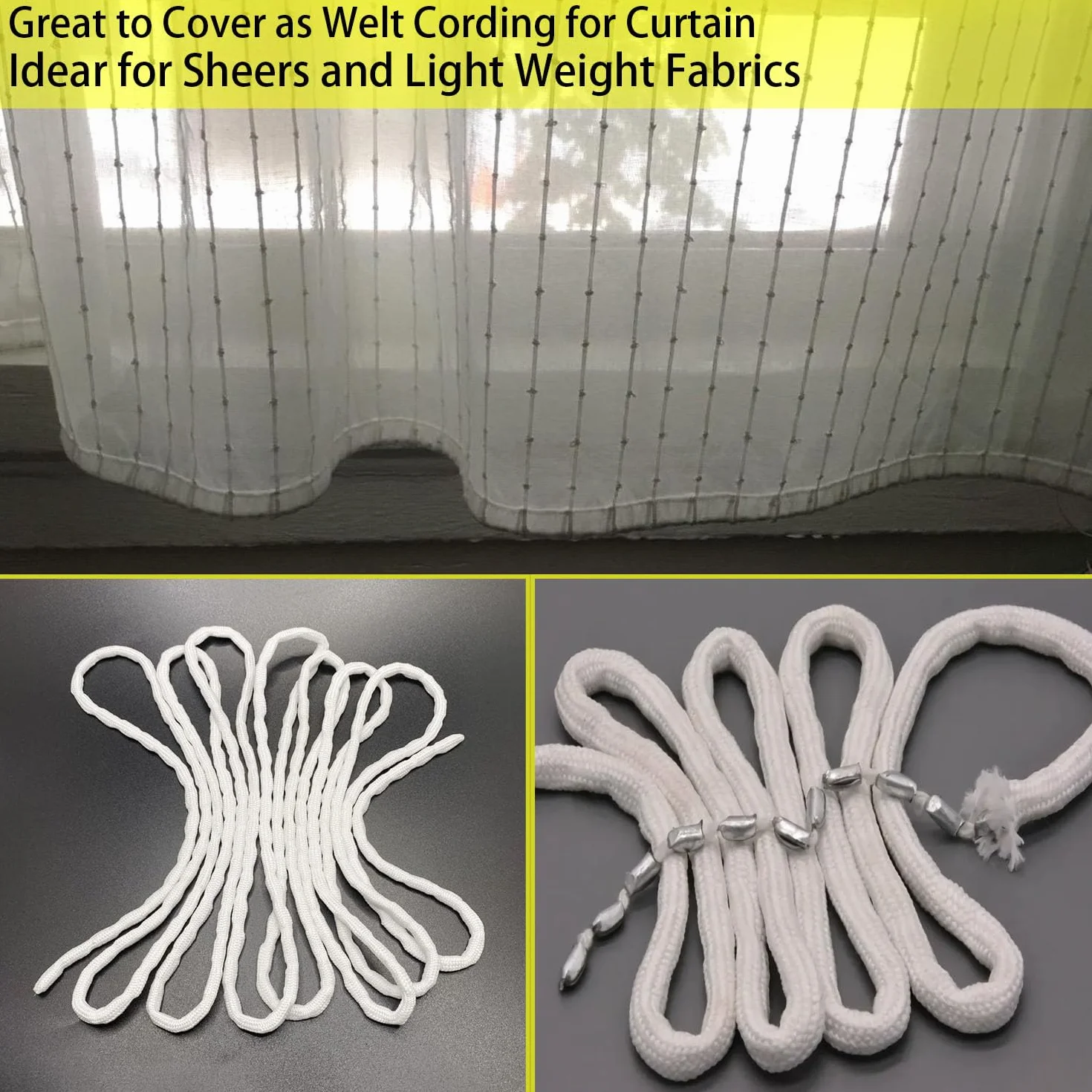 RHBHY 500g Pesas para Cortinas 10mCuerda de Plomo para Cortinas Contrapeso Cortina Varios Gramajes No Se Oxida Sin Ruido 50g/m (50g/M)
