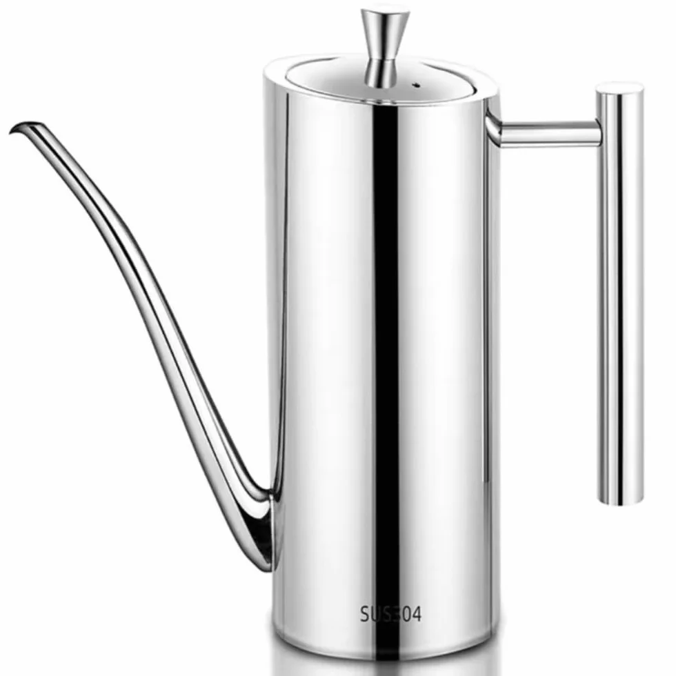 Dispensador de aceite de oliva de acero inoxidable/vinagrera/botella para aceite/vinagre/salsa de soja - Vertido sin goteo para cocinar en la cocina y barbacoa, 500 ml