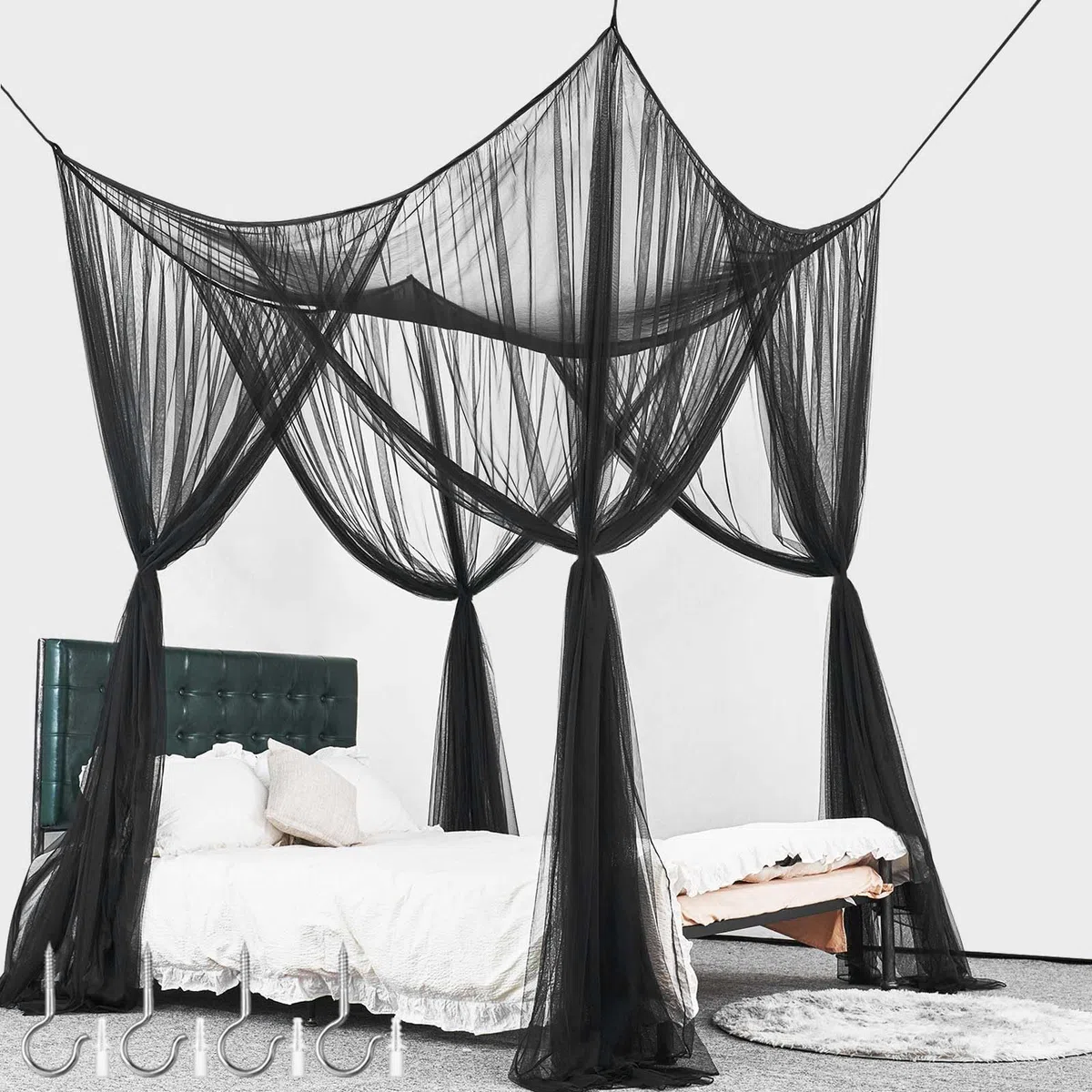 Mosquitera Cama Cuadrada De Cuatro Esquinas,Colgar Dosel Mosquitera para Cama,Dosel Cama De Adultos,Grande Mosquitera Cama Matrimonio,Mosquitera Jardin,para Exteriores o Interiores