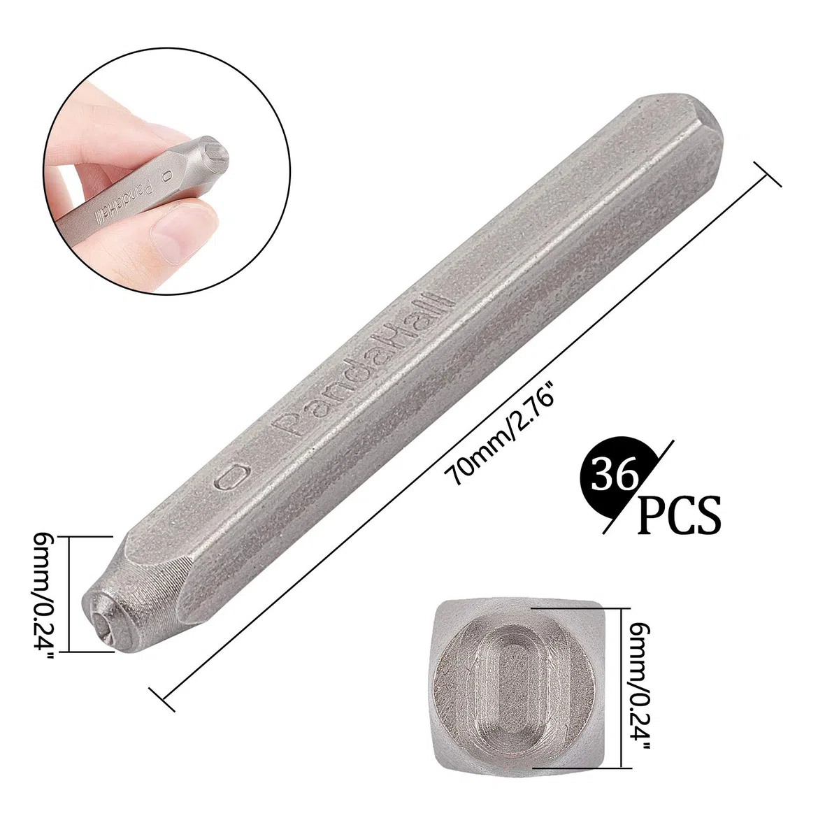 PandaHall Juego de 36 sellos de metal 3 mm con alfabeto en mayúsculas A-Z números 0-9 y símbolos hierro - herramienta de punzón para imprimir en joyas de cuero y madera