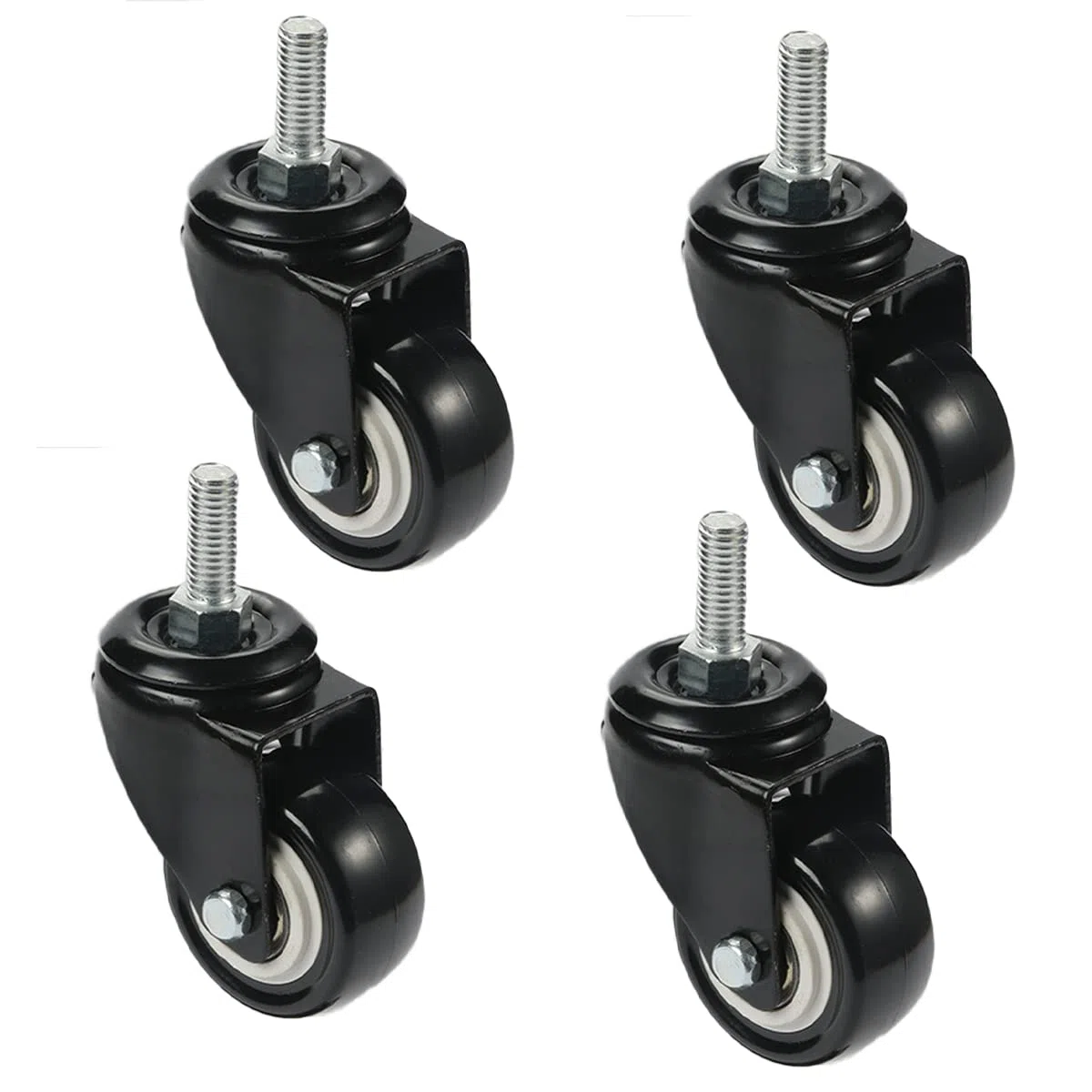 Ruedas giratorias seguras de 1.5 pulgadas para sillas de oficina, goma protectora incluida, para todos los pisos, 8 x 25 mm, herrajes (4)