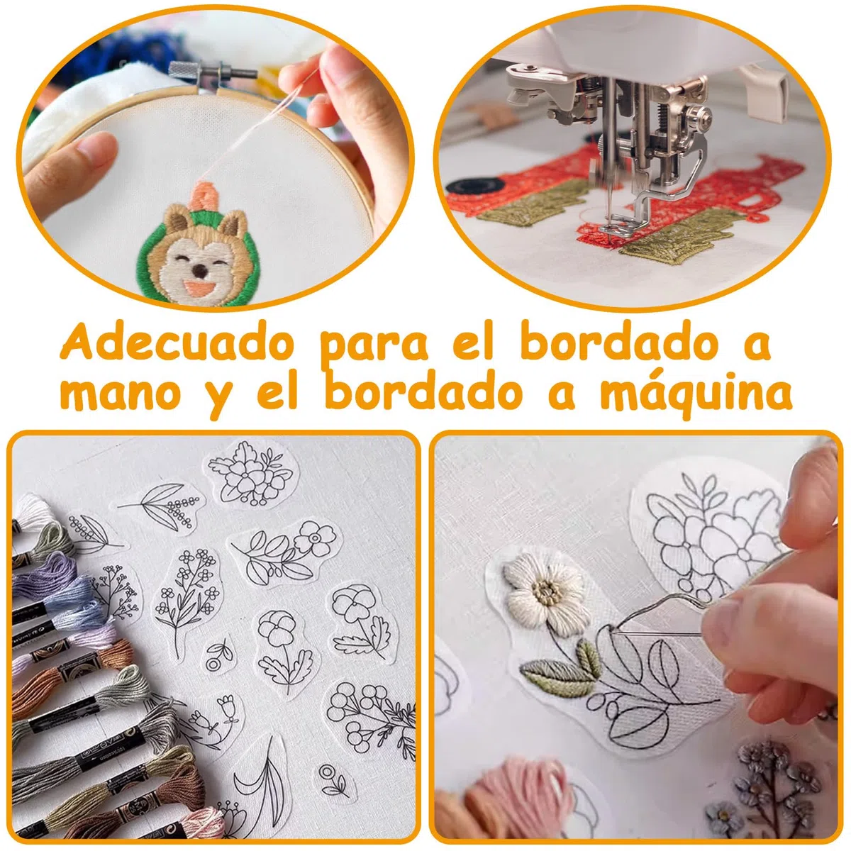 20 Unidades Estabilizadores A4 29,7x21cm, Papel Trazado Transferible soluble en agua Autoadhesivo, Reverso Transparente, Imprimible y Dibujable para Bordado Mano, Máquina, Punto de Cruz