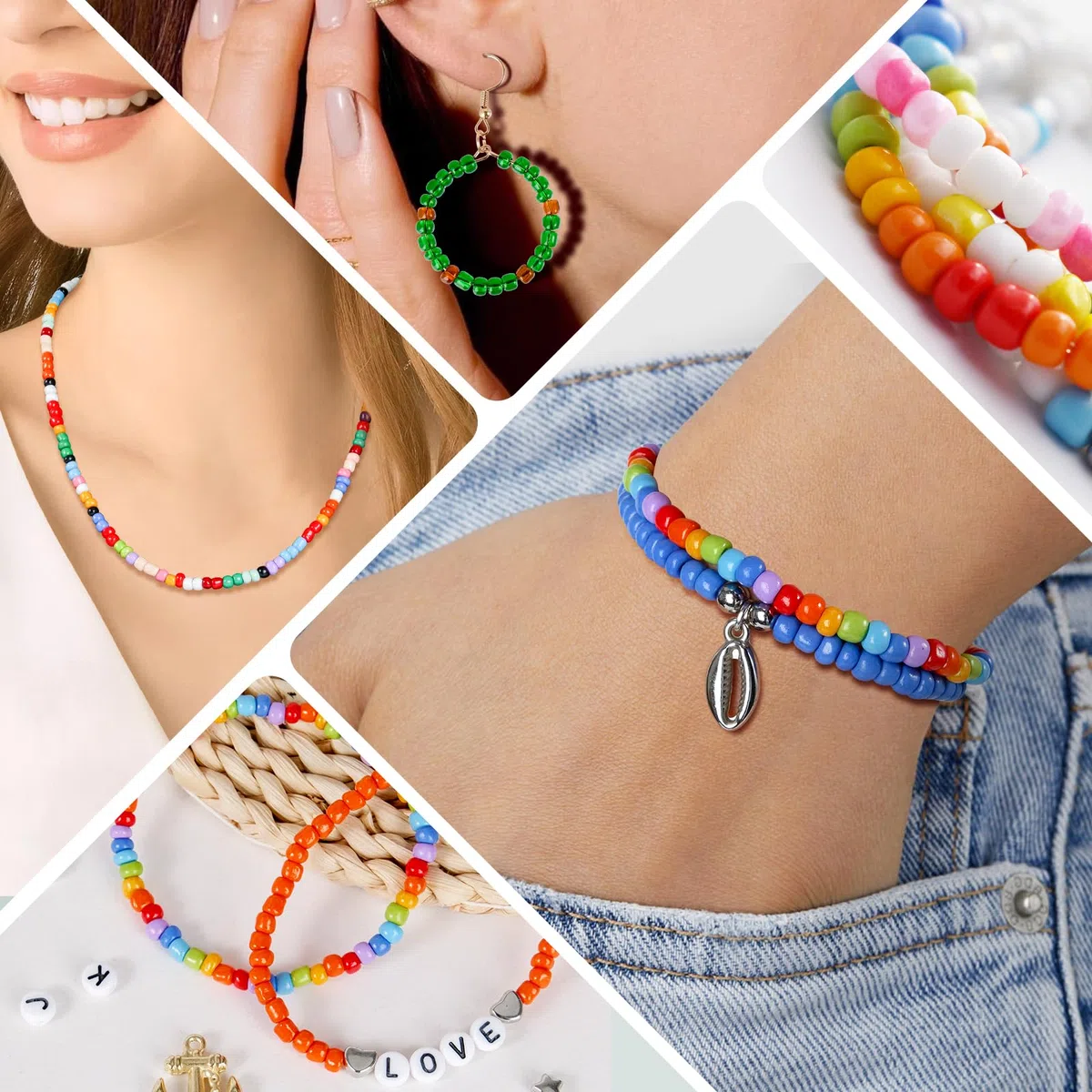 HOLDLEAF 4mm Abalorios para Hacer Pulseras，Cuentas para Pulseras con 300 Piezas Abalorios Letras，Kit Bolitas para Hacer Pulseras Cuentas para Cumpleaños, Festivales, Fiestas