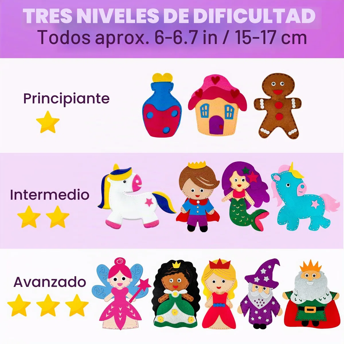 QUOKKA Manualidades Para Niños De 4 A 8 Años - Kit De Costura Para Principiantes Con Aguja E Hilo - Kit Básico De Costura Con 12 Cuentos De Hadas - Manualidades Divertidas Para Niños