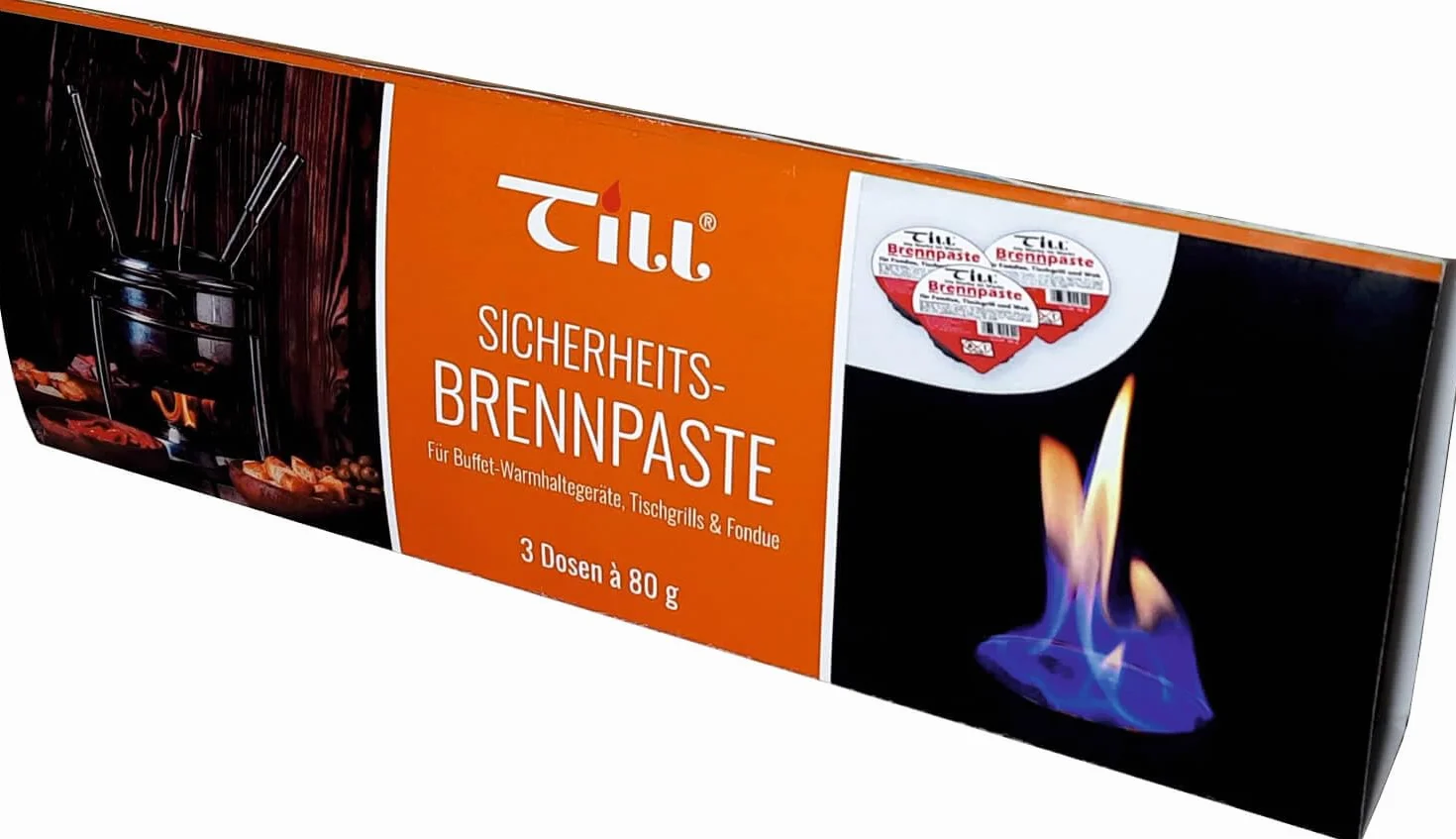 Till Brennpaste - Juego de 2 quemadores de fondue para gel/pasta de fondue (6 tarros de 80 g)