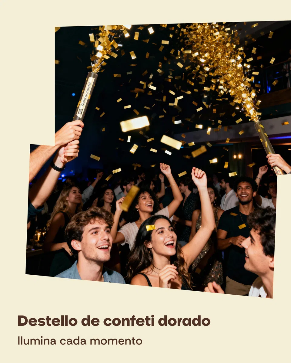 10 Cañones de Confeti Dorado - Fáciles y Seguros de Usar - Chorro de Confeti de 5 a 8 Metros - Para Interiores y Exteriores